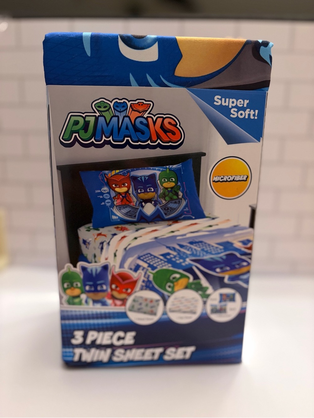 NEW PJ Masks 3 Piece Twin Sheet Set Kids Microfiber Bedding Catboy Gekko)